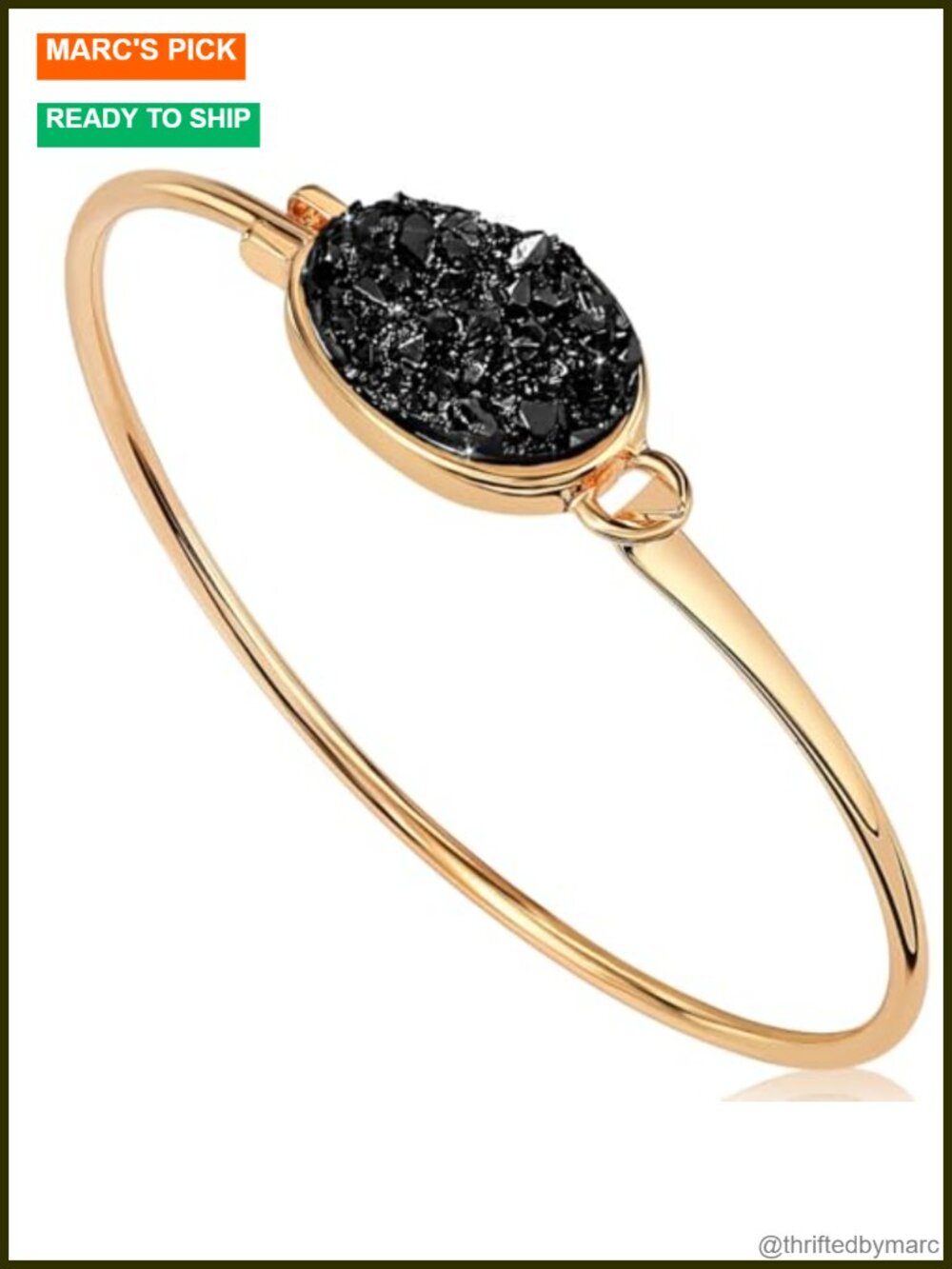 Gold Tone Simulated Druzy Cuff Bracelet Stackable Bangle for Women